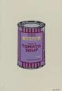 Banksy: Soup Can (violet, cherry and beige) - Signed Print