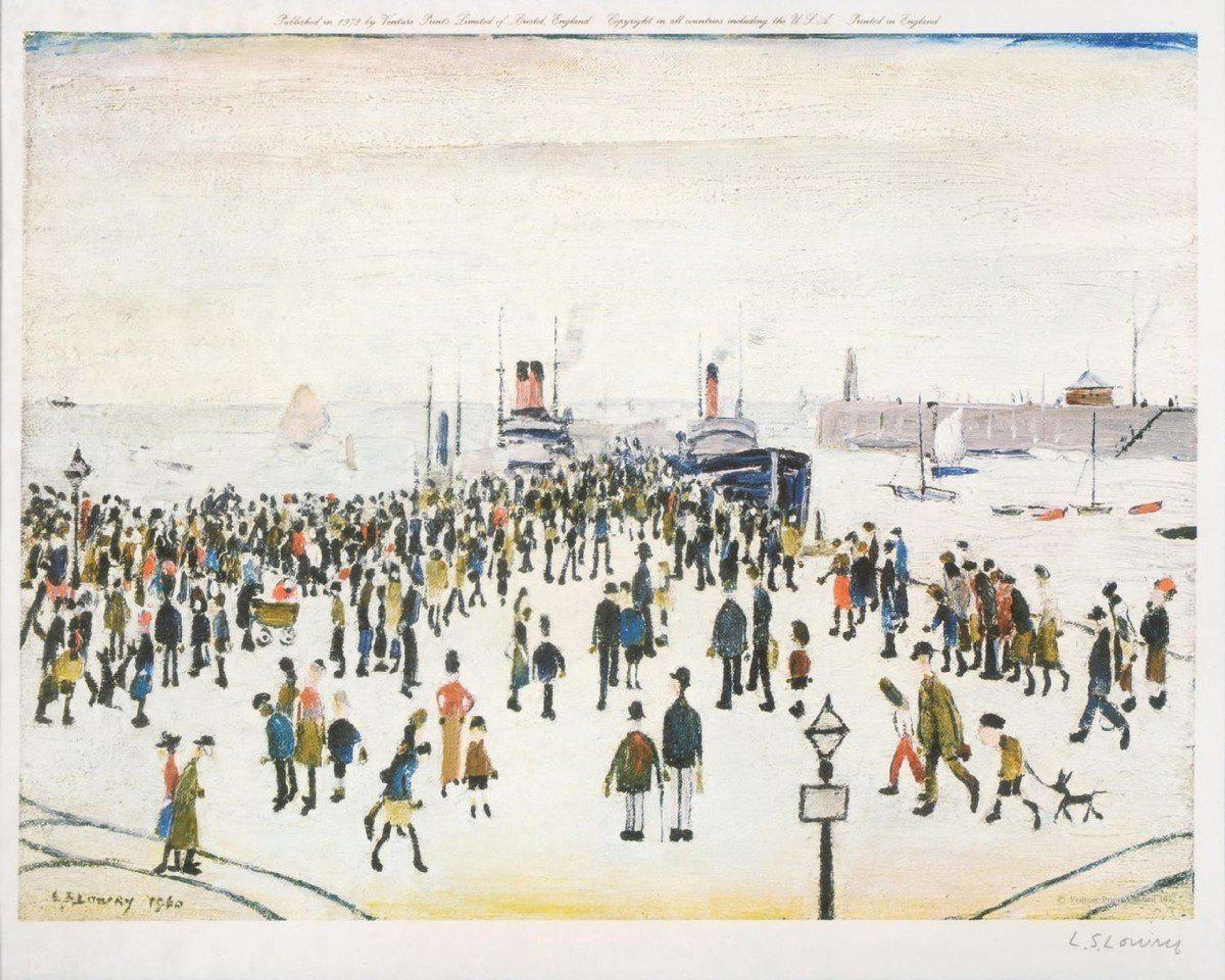 Ferry Boats - Signed Print by L. S. Lowry 1972 - MyArtBroker