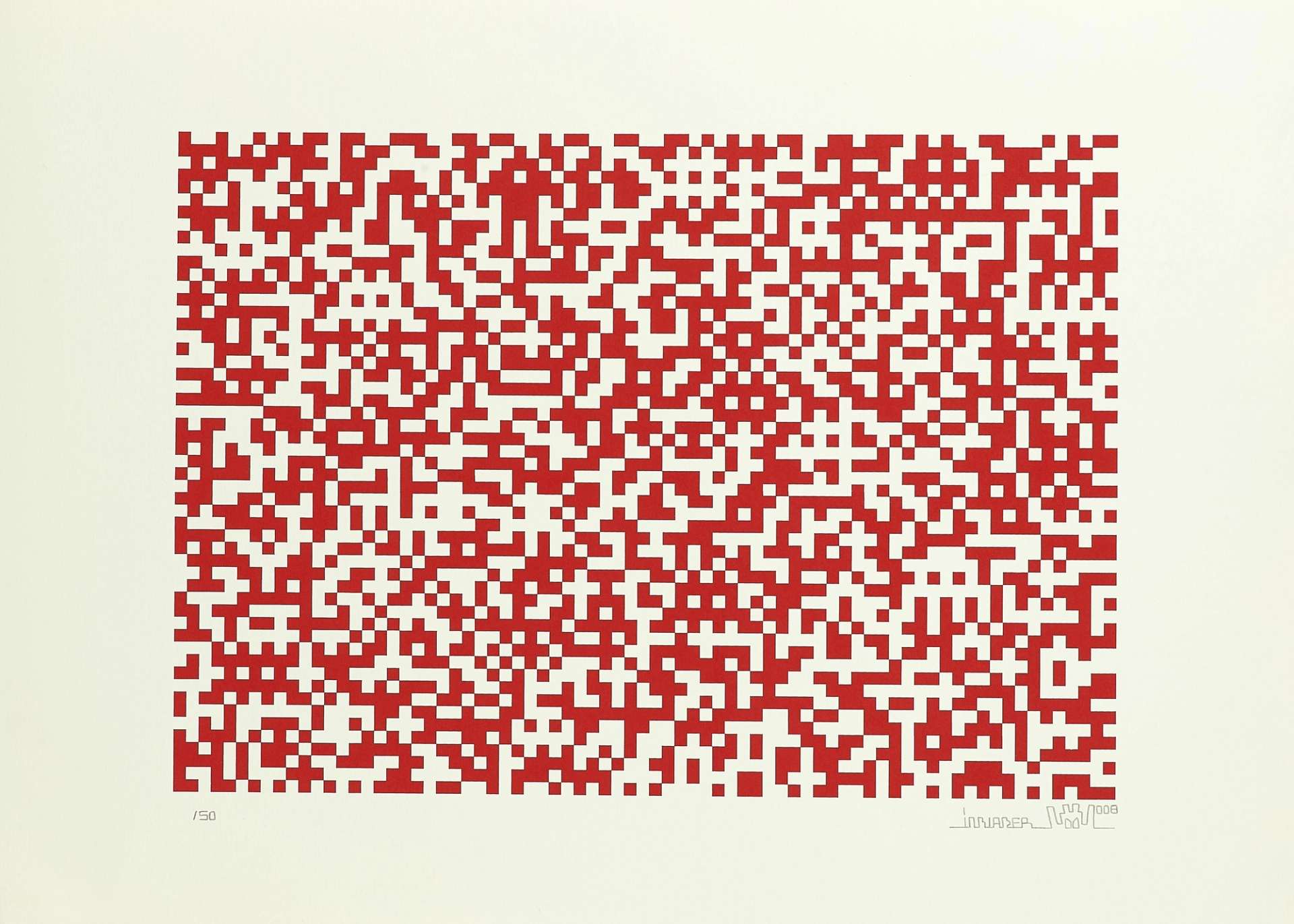 Binary Code (red) - Signed Print by Invader 2007 - MyArtBroker