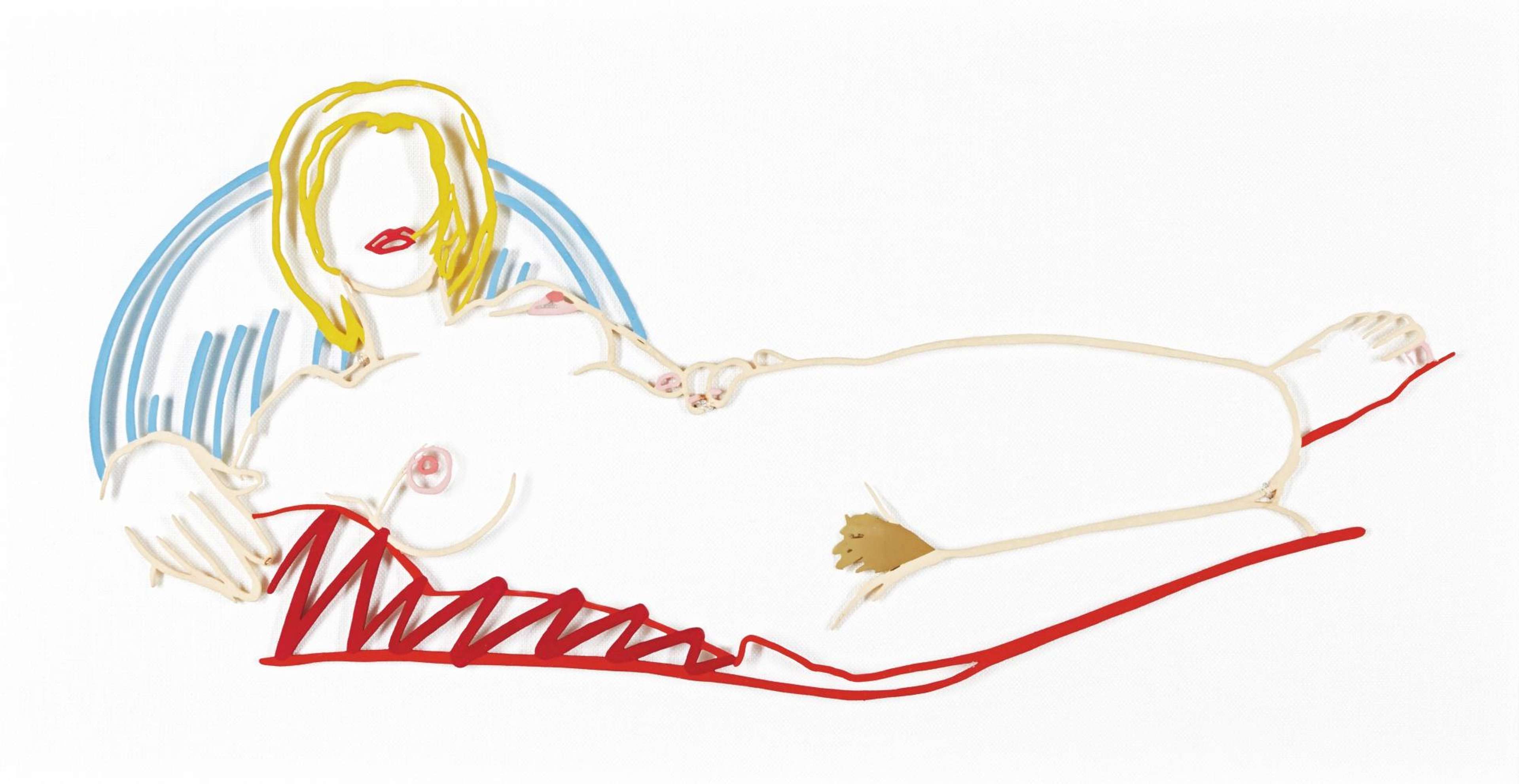 Monica Reclining On Blanket And Pillow - Signed Mixed Media by Tom Wesselmann 1986 - MyArtBroker