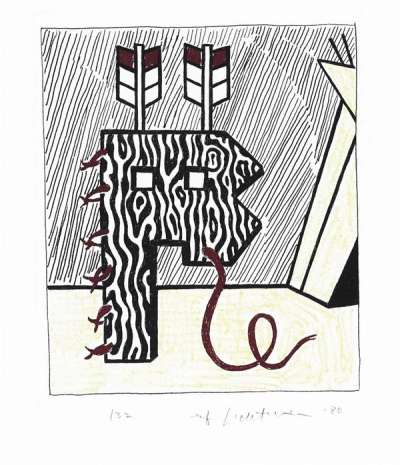Figure With Teepee - Signed Print by Roy Lichtenstein 1980 - MyArtBroker