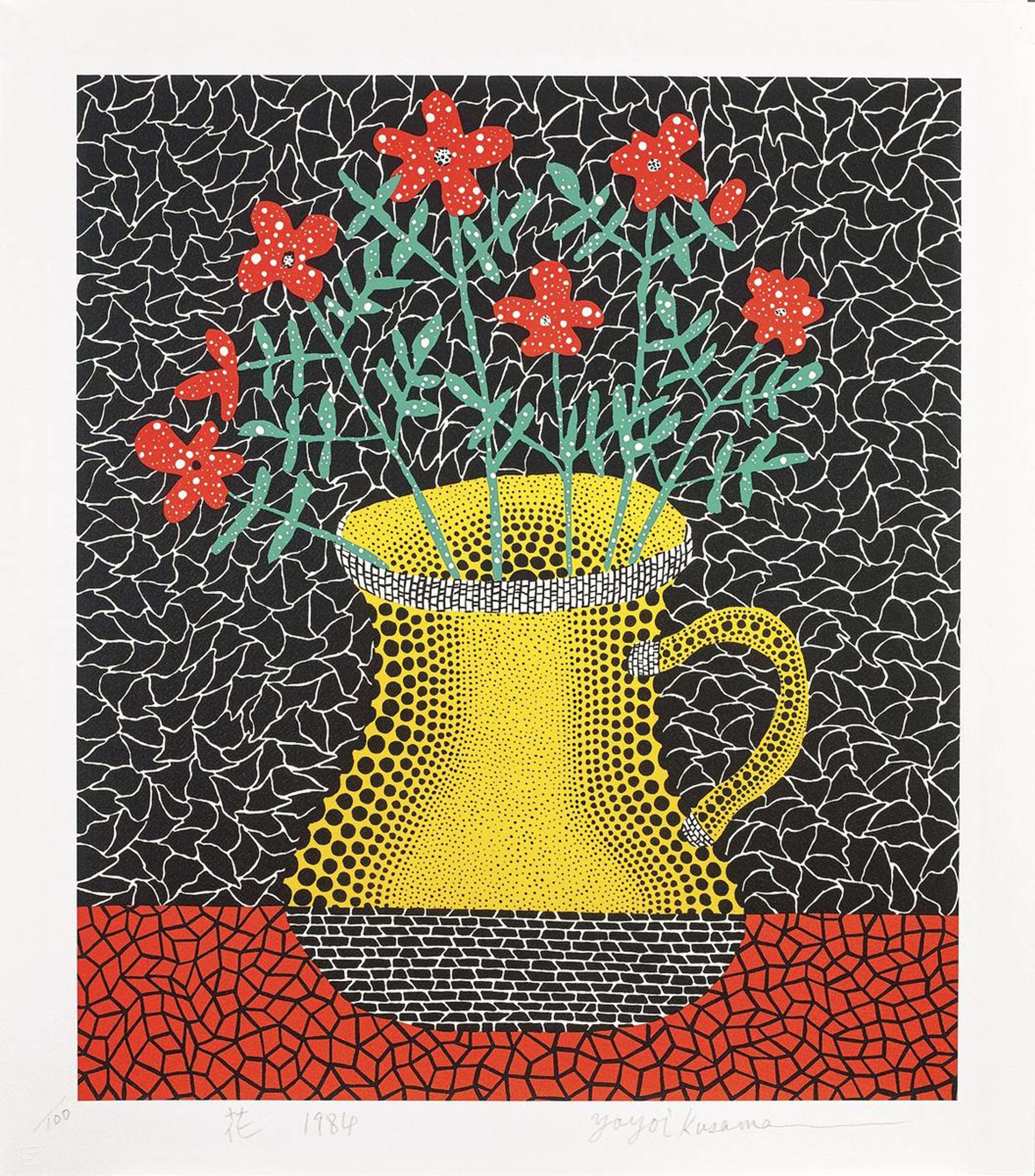 Flowers In Polka Dot Vase - Signed Print by Yayoi Kusama 1984 - MyArtBroker