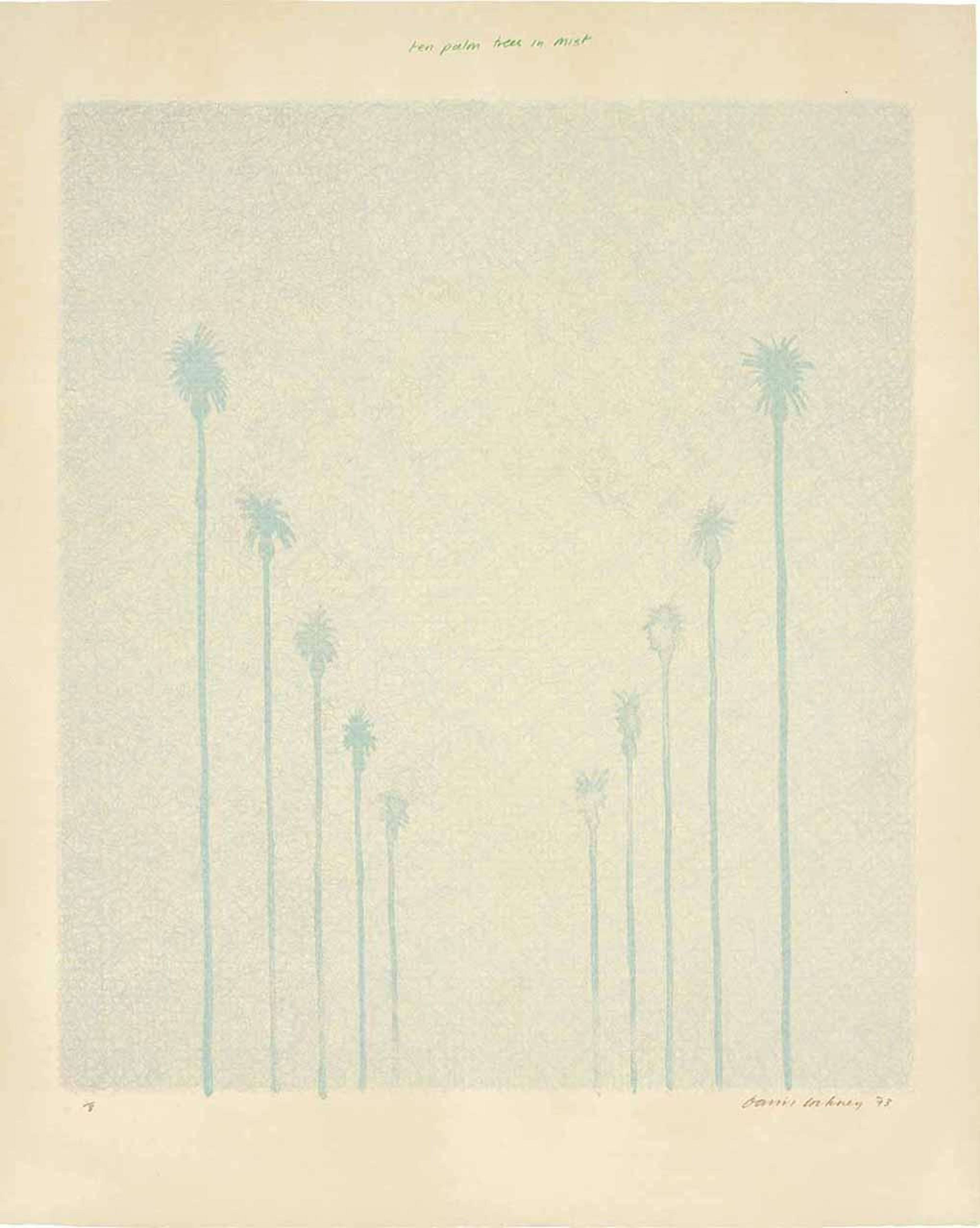 Ten Palm Trees In The Mist - Signed Print by David Hockney 1973 - MyArtBroker