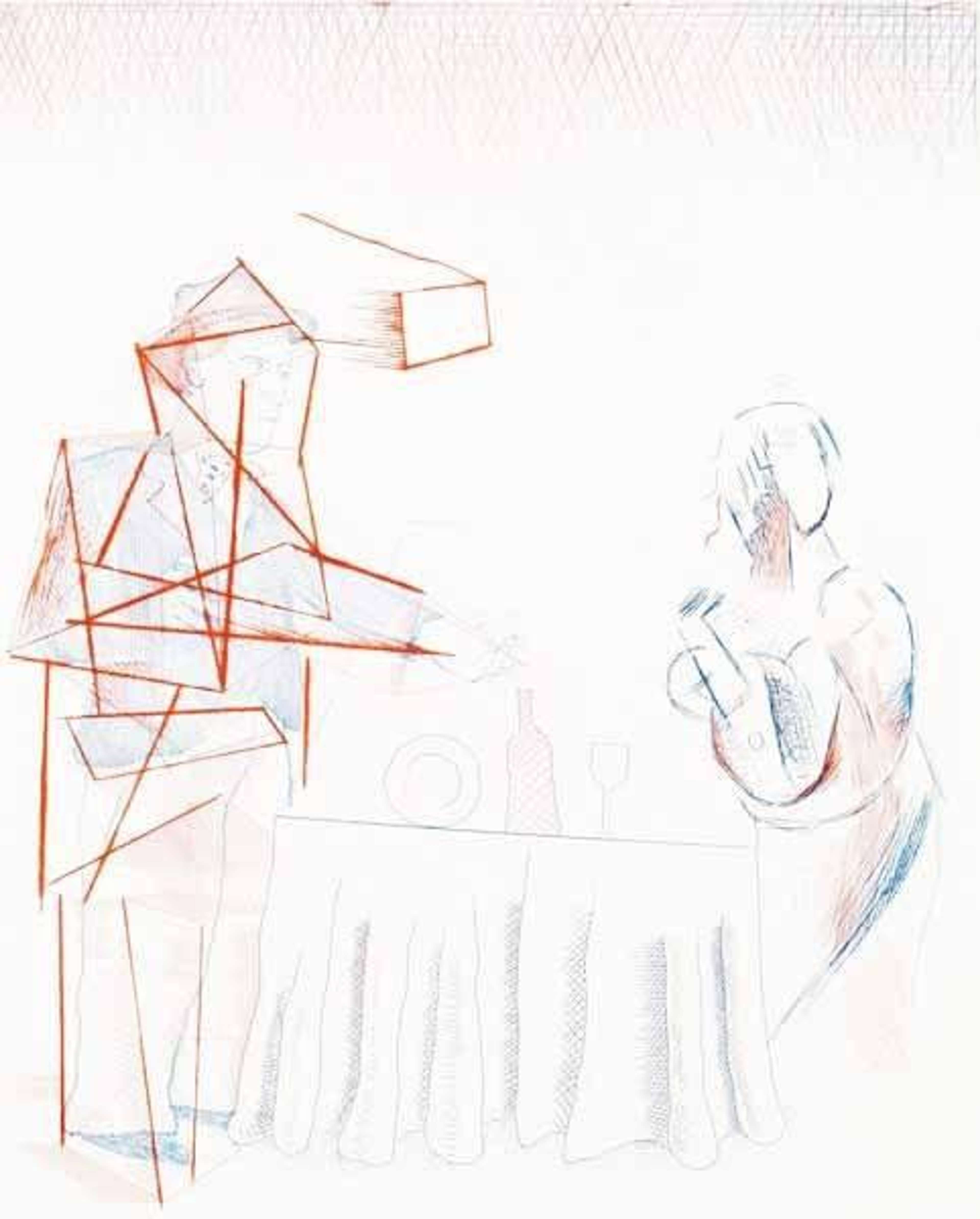 Figures With Still Life - Signed Print by David Hockney 1977 - MyArtBroker