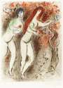 Marc Chagall: Adam Et Eve Et Le Fruit Defendu - Signed Print