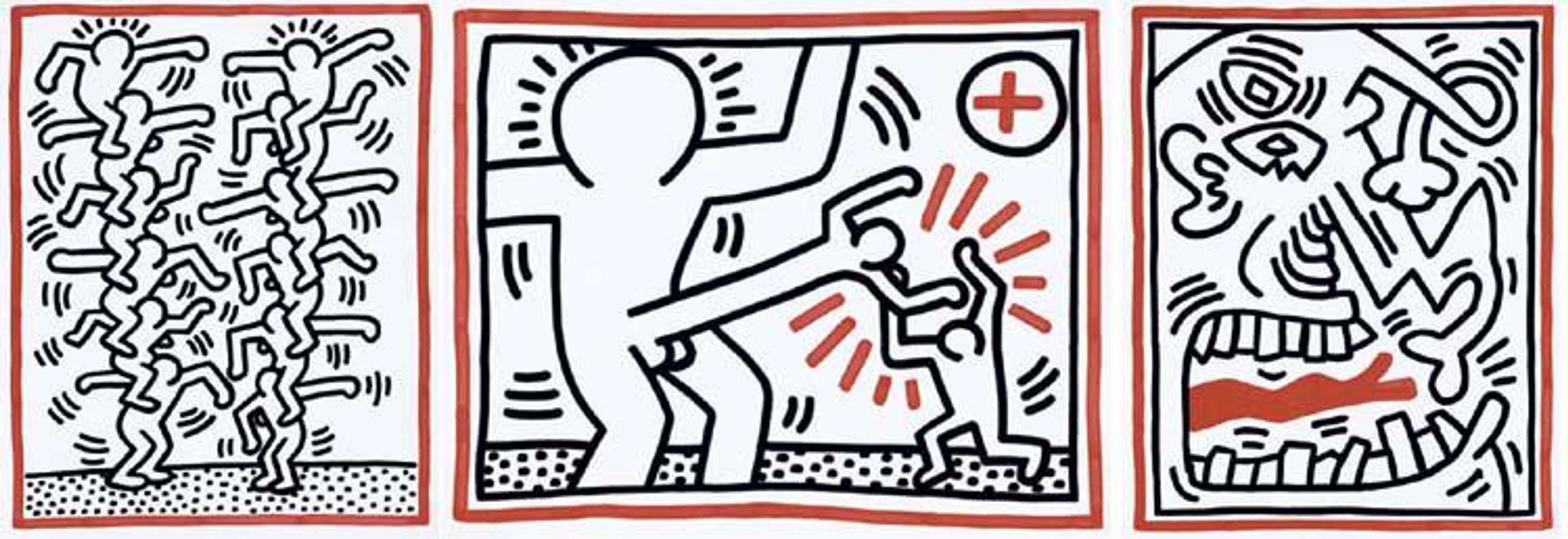 Three Lithographs (complete set) - Signed Print by Keith Haring 1985 - MyArtBroker