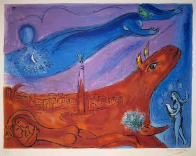 La Bastille - Signed Print by Marc Chagall 1954 - MyArtBroker