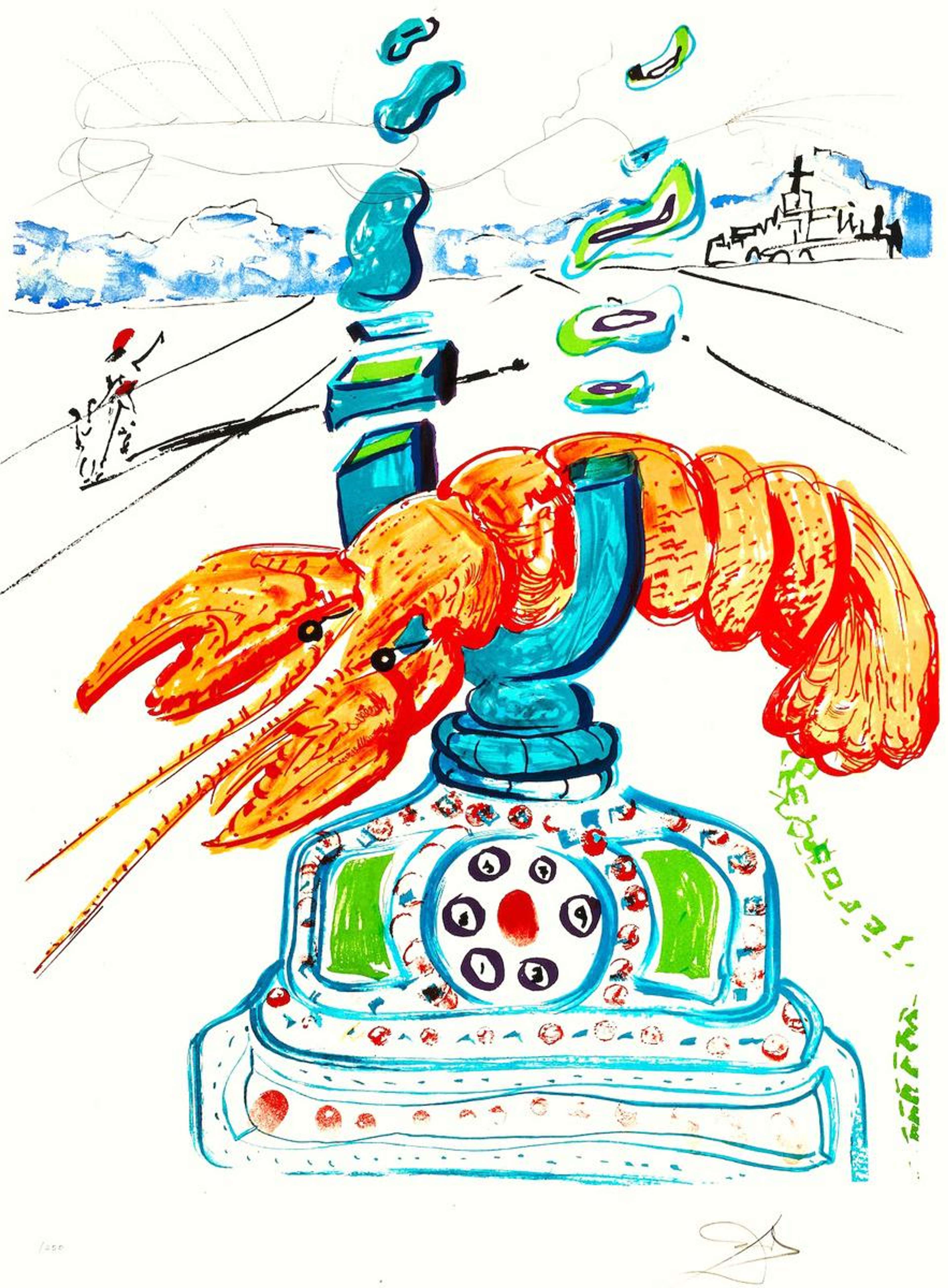 Cybernetic Lobster Telephone (Imaginations And Objects Of The Future) - Signed Print by Salvador Dali 1975 - MyArtBroker