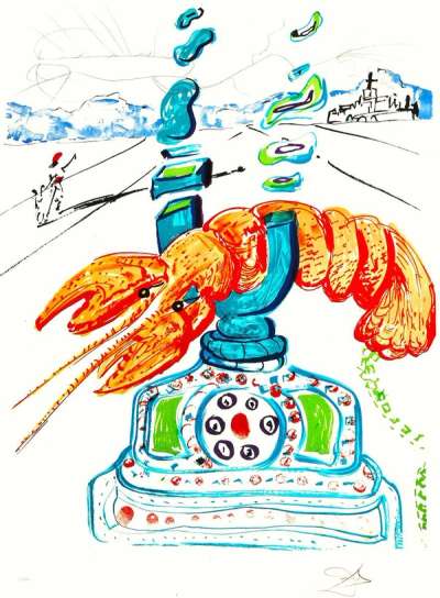 Cybernetic Lobster Telephone (Imaginations And Objects Of The Future) - Signed Print by Salvador Dali 1975 - MyArtBroker