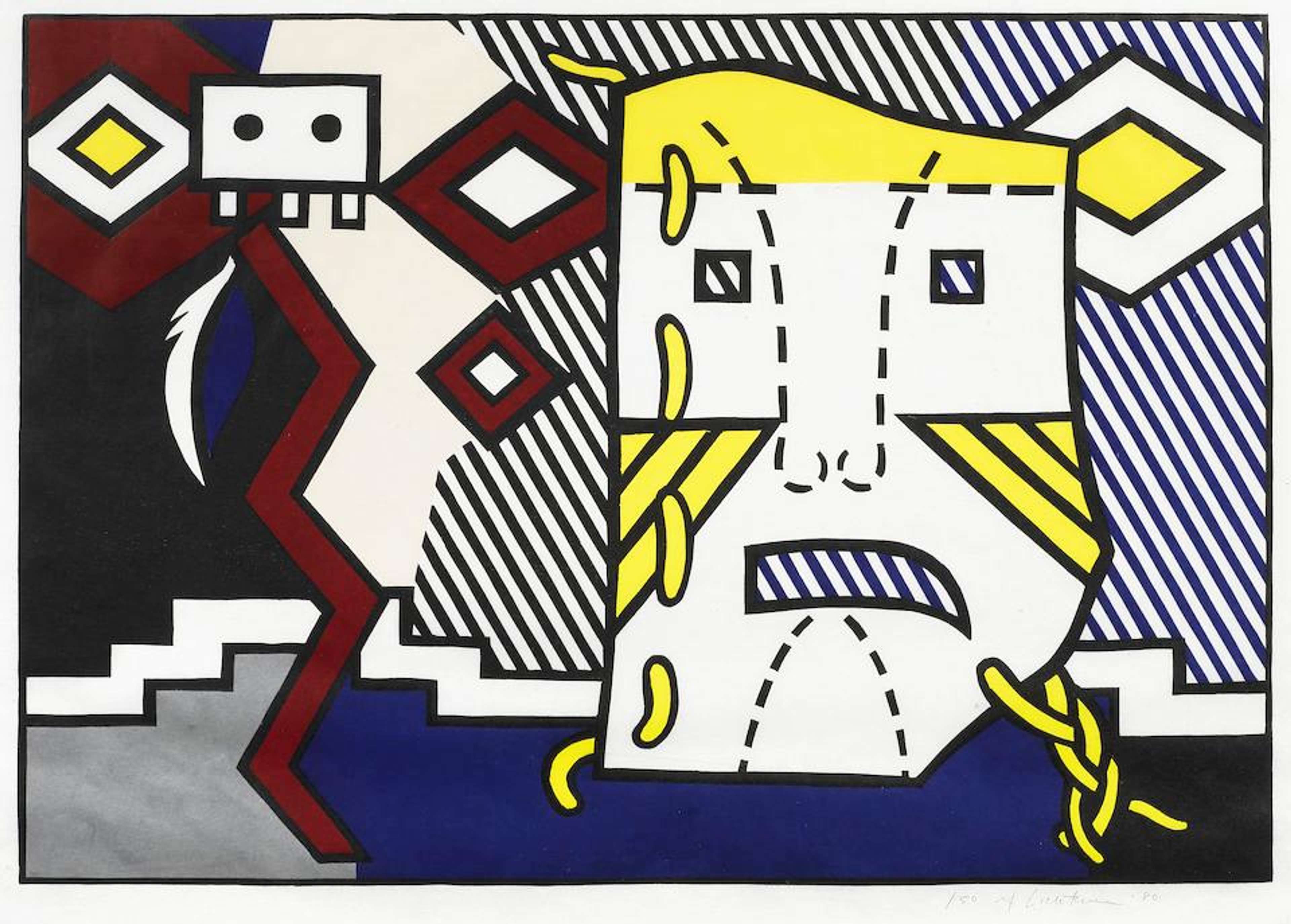 American Indian Theme V - Signed Print by Roy Lichtenstein 1980 - MyArtBroker