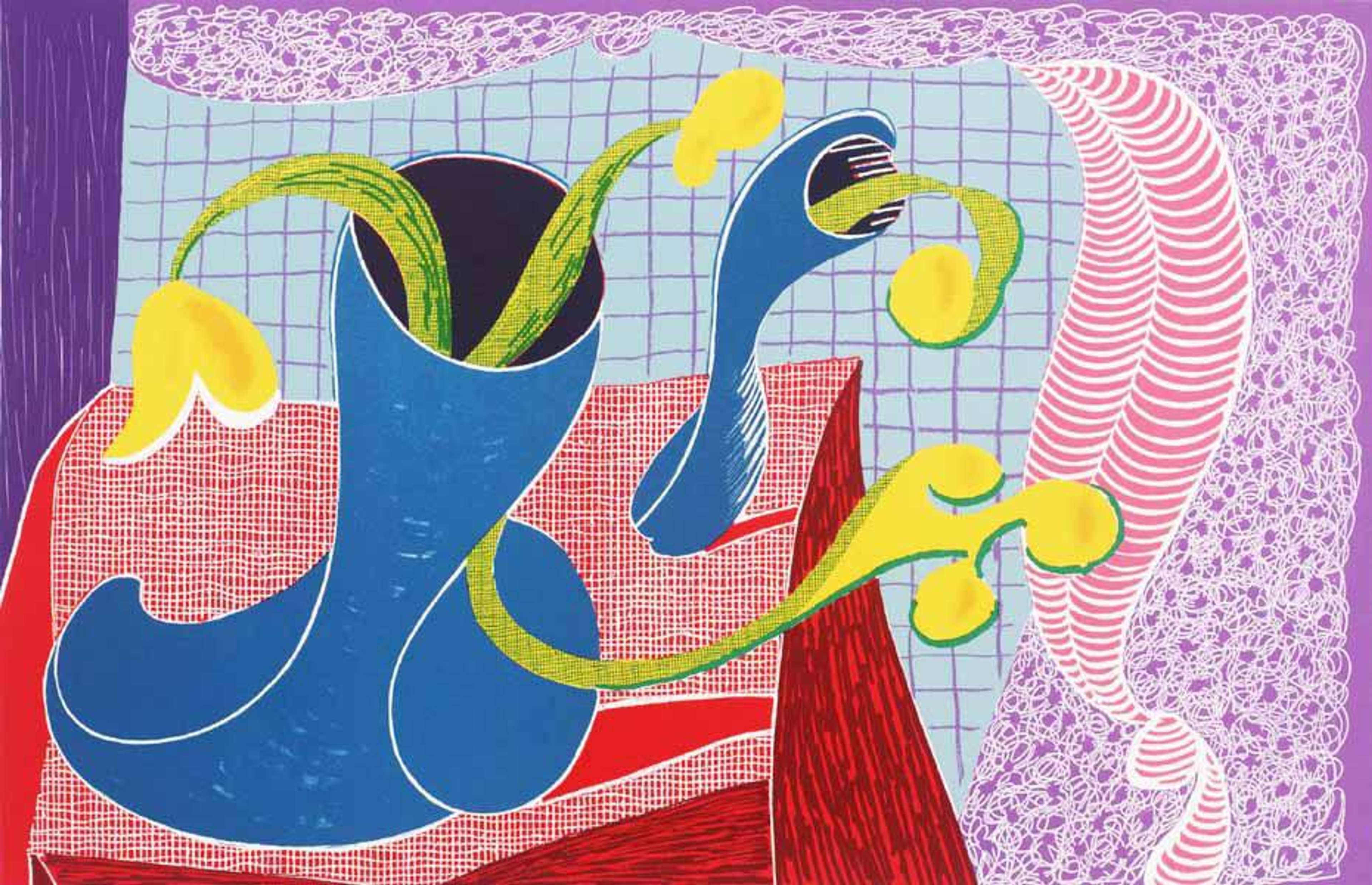 Four Flowers In Still Life - Signed Print by David Hockney 1990 - MyArtBroker