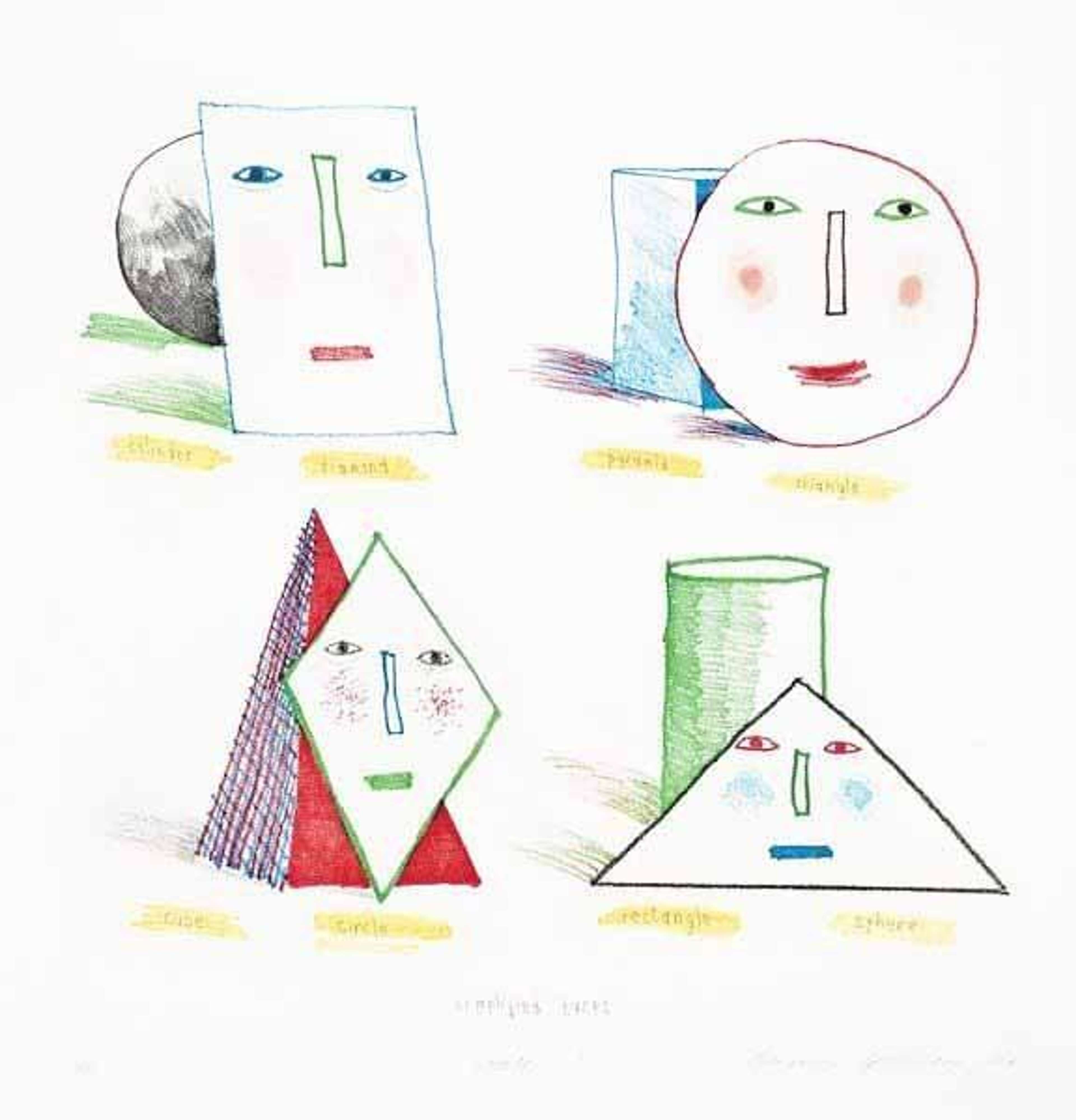Simplified Faces (State I) - Signed Print by David Hockney 1973 - MyArtBroker