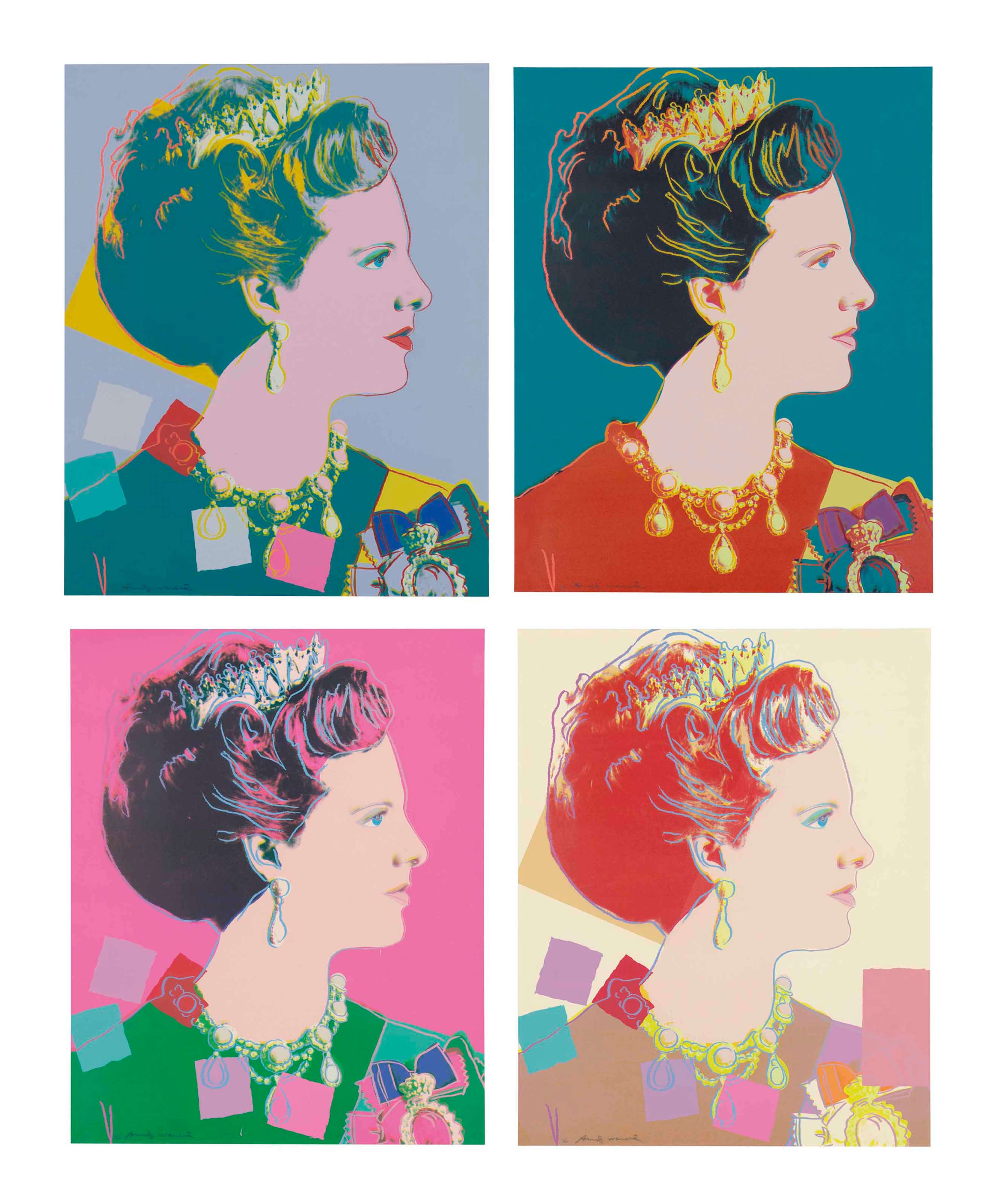 Queen Margrethe of Denmark (F. & S. II.342-345) (complete set) - Signed Print by Andy Warhol 1985 - MyArtBroker