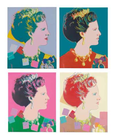 Queen Margrethe of Denmark (F. & S. II.342-345) (complete set) - Signed Print by Andy Warhol 1985 - MyArtBroker