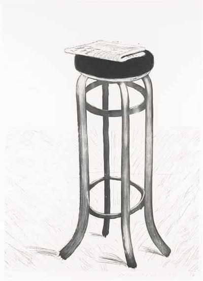 Steel Stool With Newspaper - Signed Print by David Hockney 1998 - MyArtBroker