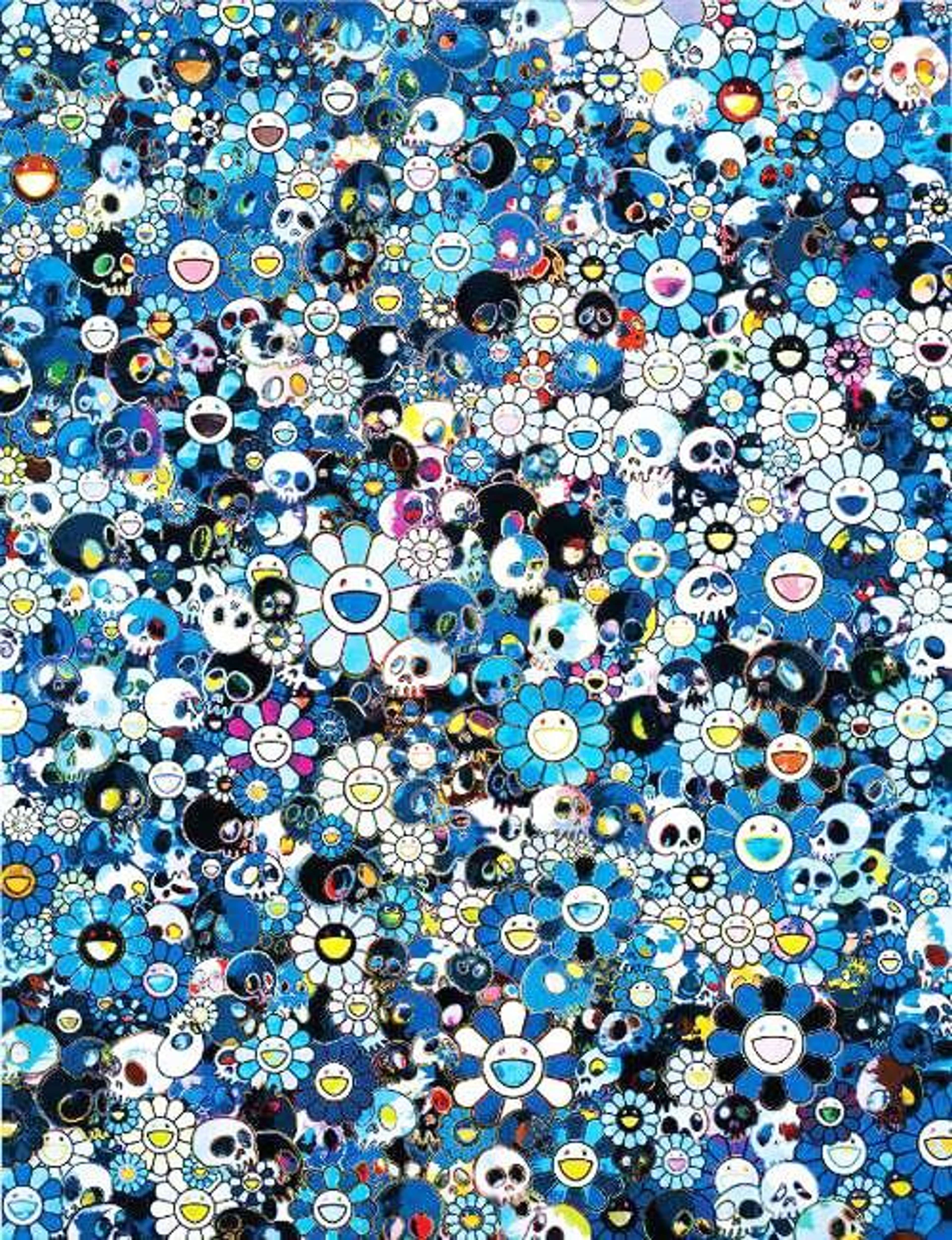 Blue Flower Skulls - Signed Print by Takashi Murakami 2012 - MyArtBroker