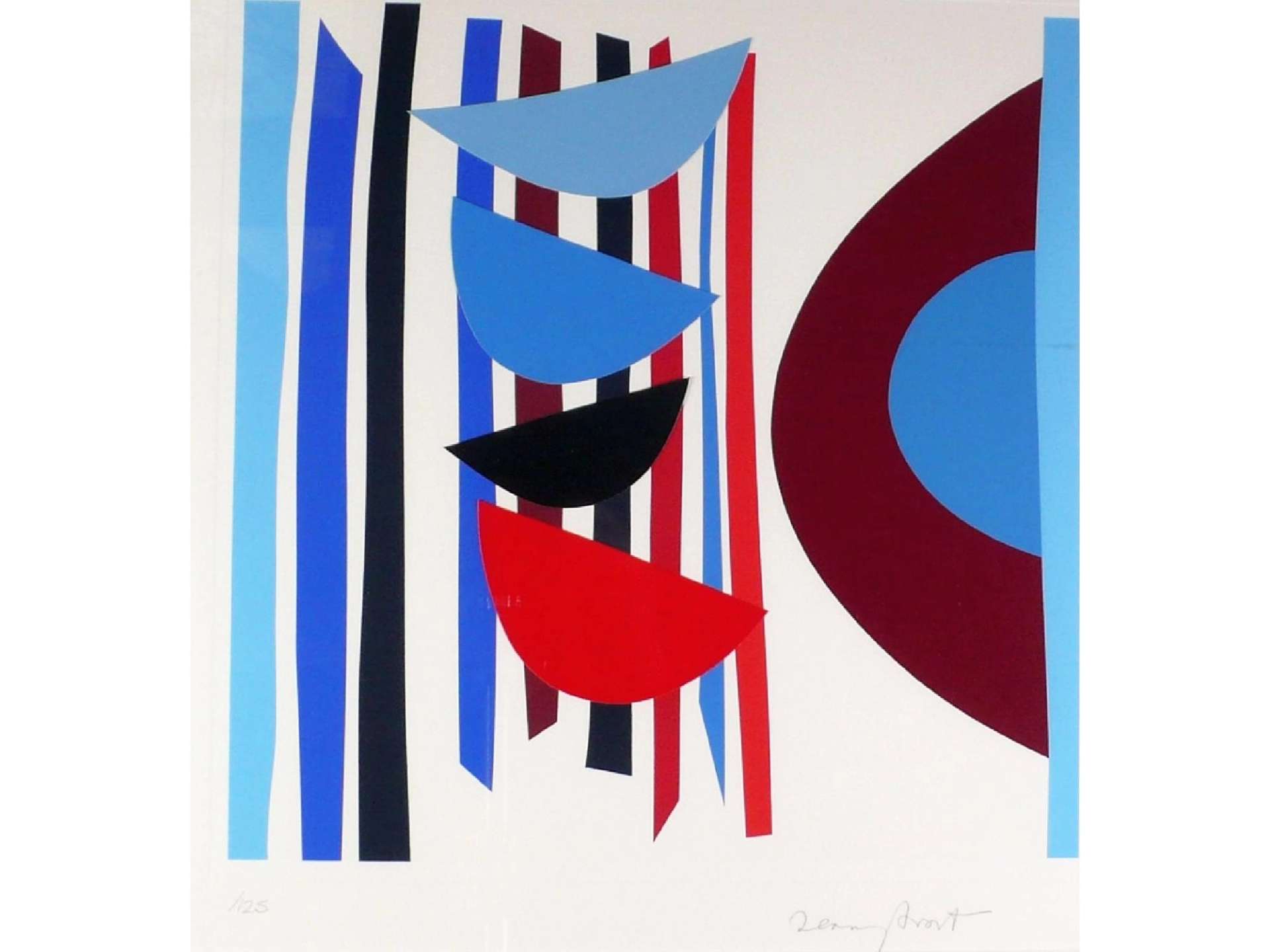 Blue Red And Black Vertical Rhythm - Signed Print by Sir Terry Frost 2002 - MyArtBroker