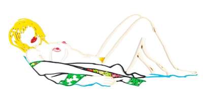 Tom Wesselmann: Monica Lying Down On A Robe - Signed Mixed Media