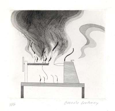The Lathe And Fire - Signed Print by David Hockney 1969 - MyArtBroker