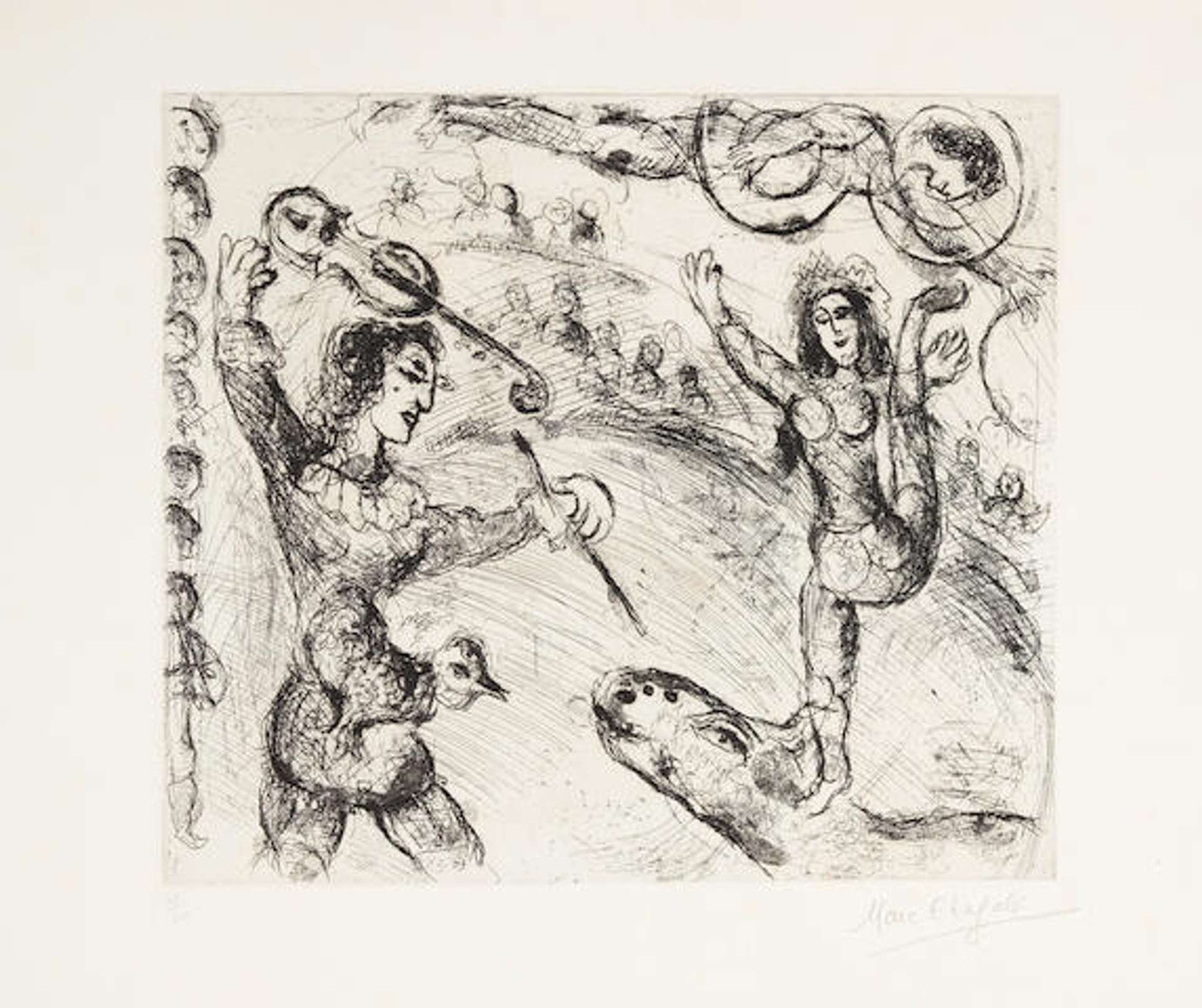 Acrobat Et Violoniste - Signed Print by Marc Chagall 1968 - MyArtBroker