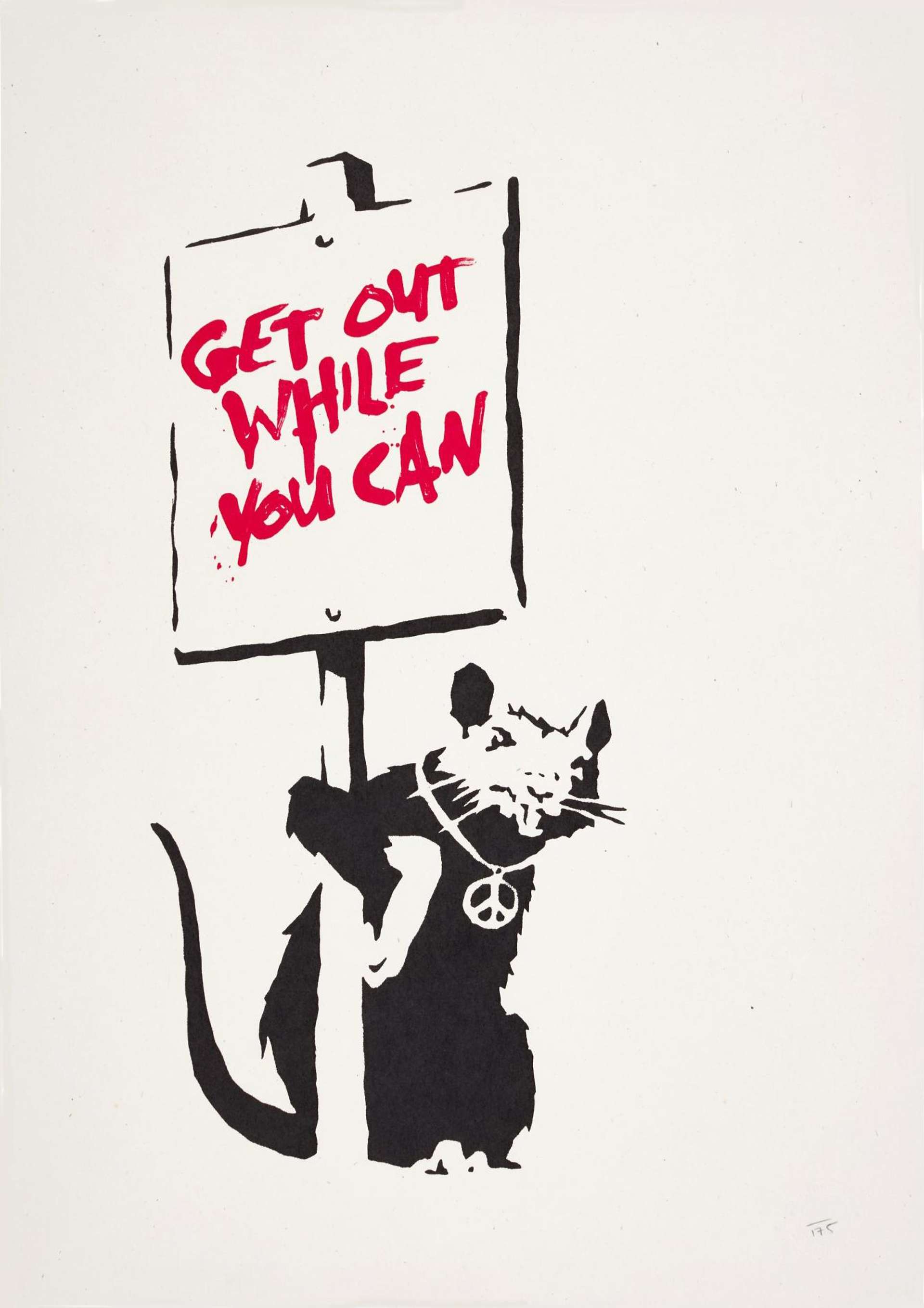 Banksy: Get Out While You Can (red) - Unsigned Print