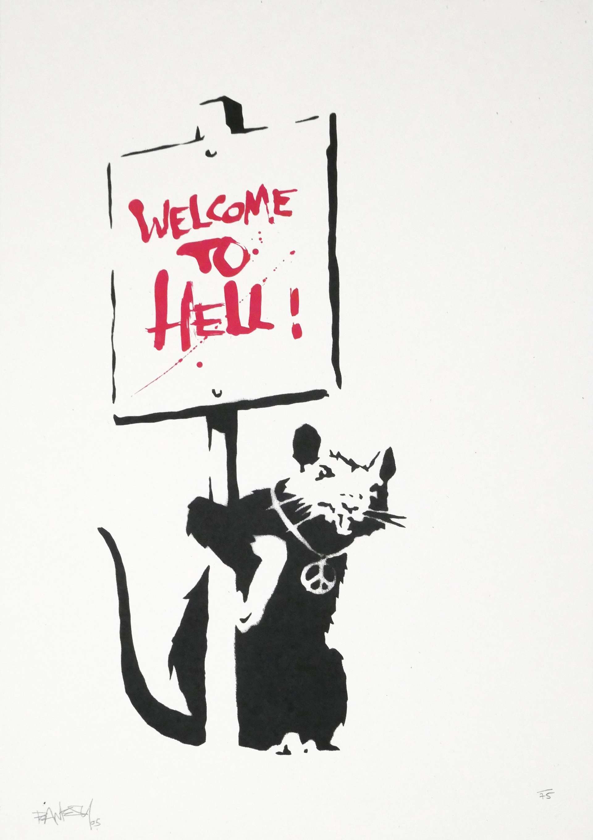 Placard Rat (Welcome to Hell) by Banksy - MyArtBroker