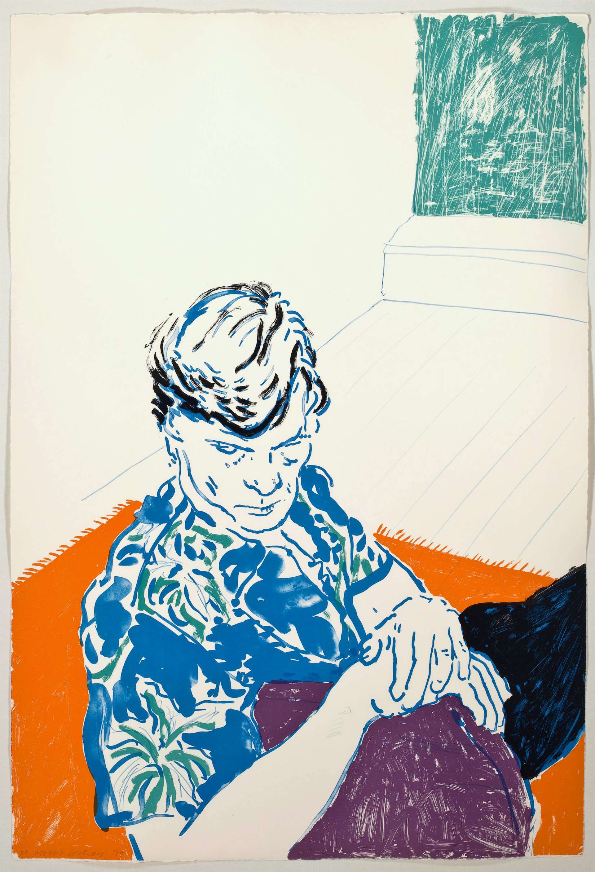 Joe With Green Window - Signed Print by David Hockney 1980 - MyArtBroker