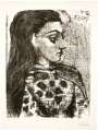 Pablo Picasso: Buste Au Corsage Carreaux - Signed Print