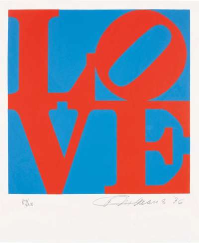 The Book Of Love (red and blue) - Signed Print by Robert Indiana 1996 - MyArtBroker