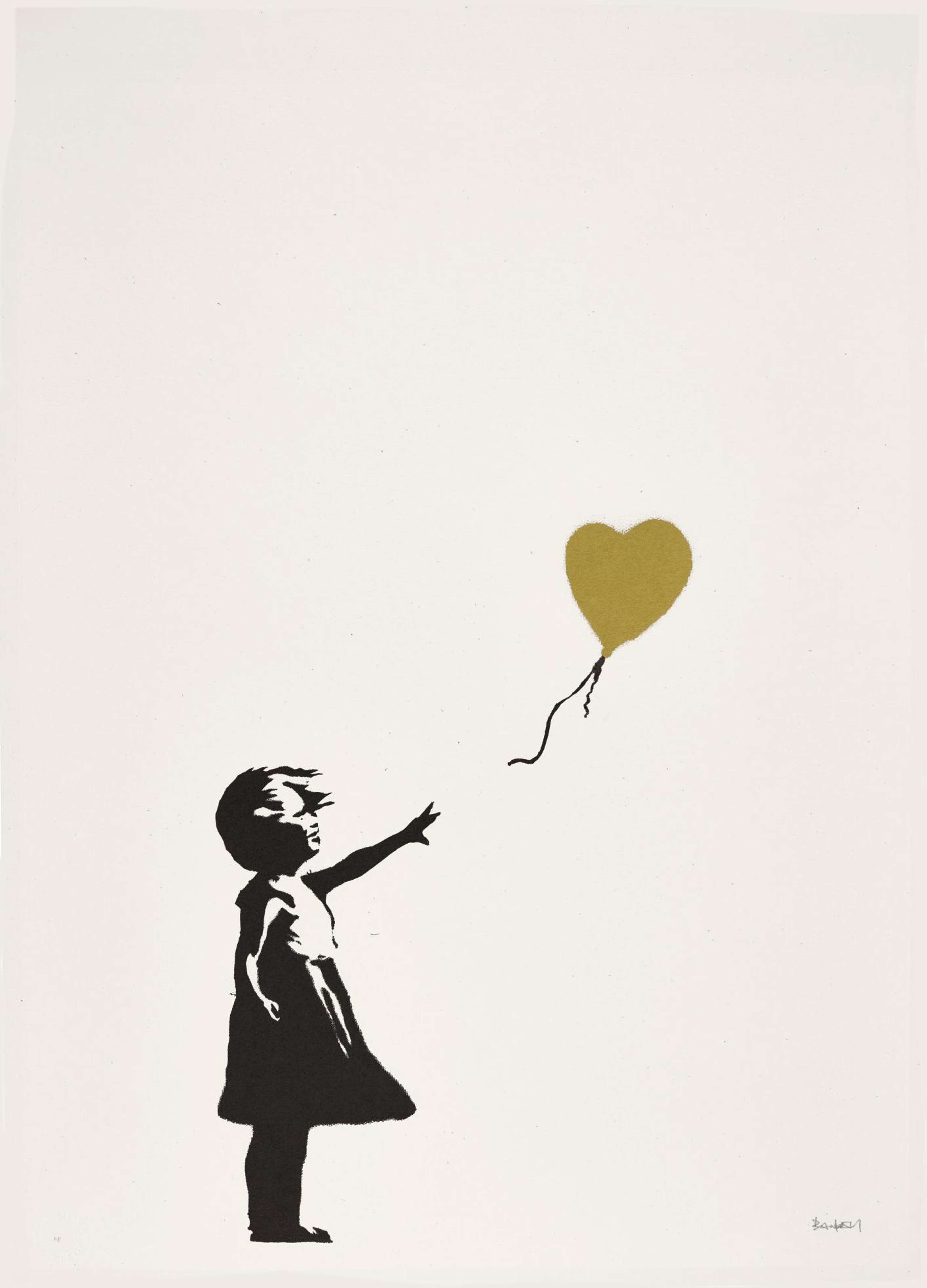 Girl with Balloon – Colour AP (gold) by Banksy - © Sotheby's
