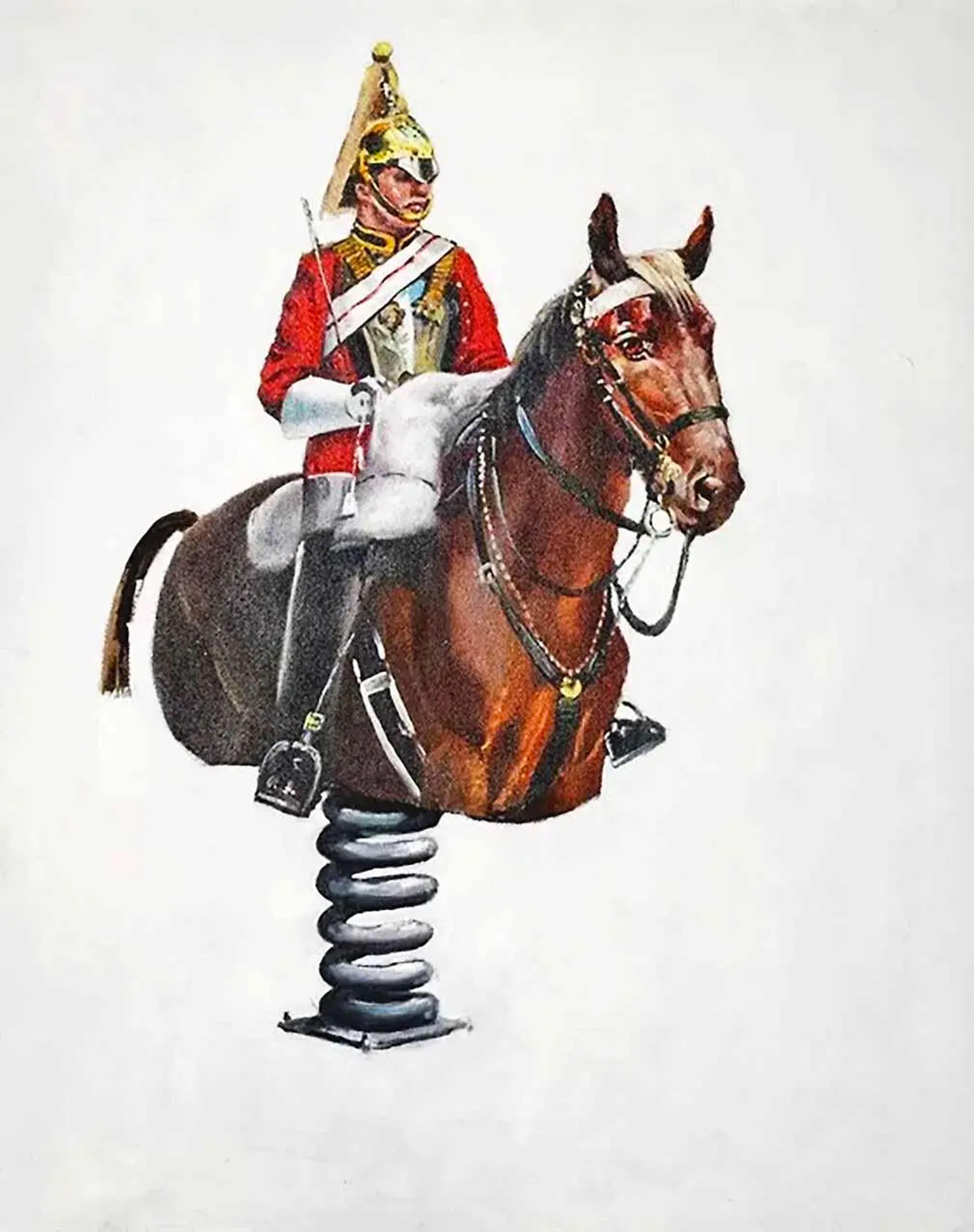 This work by Banksy depicts an army officer mounted not on a battle steed but a child's rocking horse.