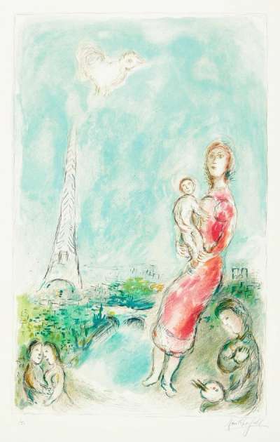Maternité Rouge - Signed Print by Marc Chagall 1980 - MyArtBroker