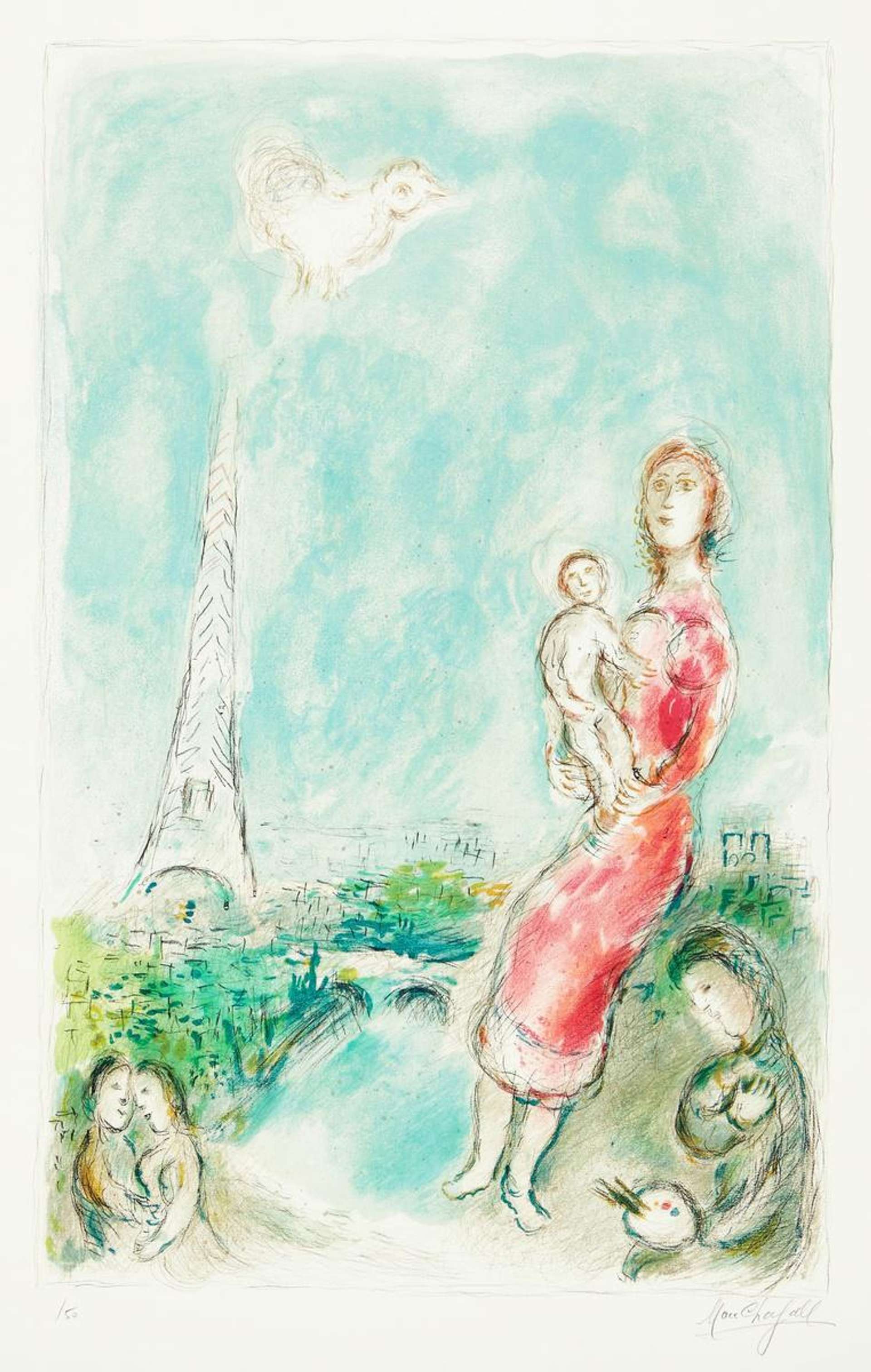 Maternité Rouge - Signed Print by Marc Chagall 1980 - MyArtBroker