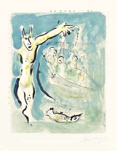 Marc Chagall: Près Des Eaux D’Aulis blanches - Signed Print