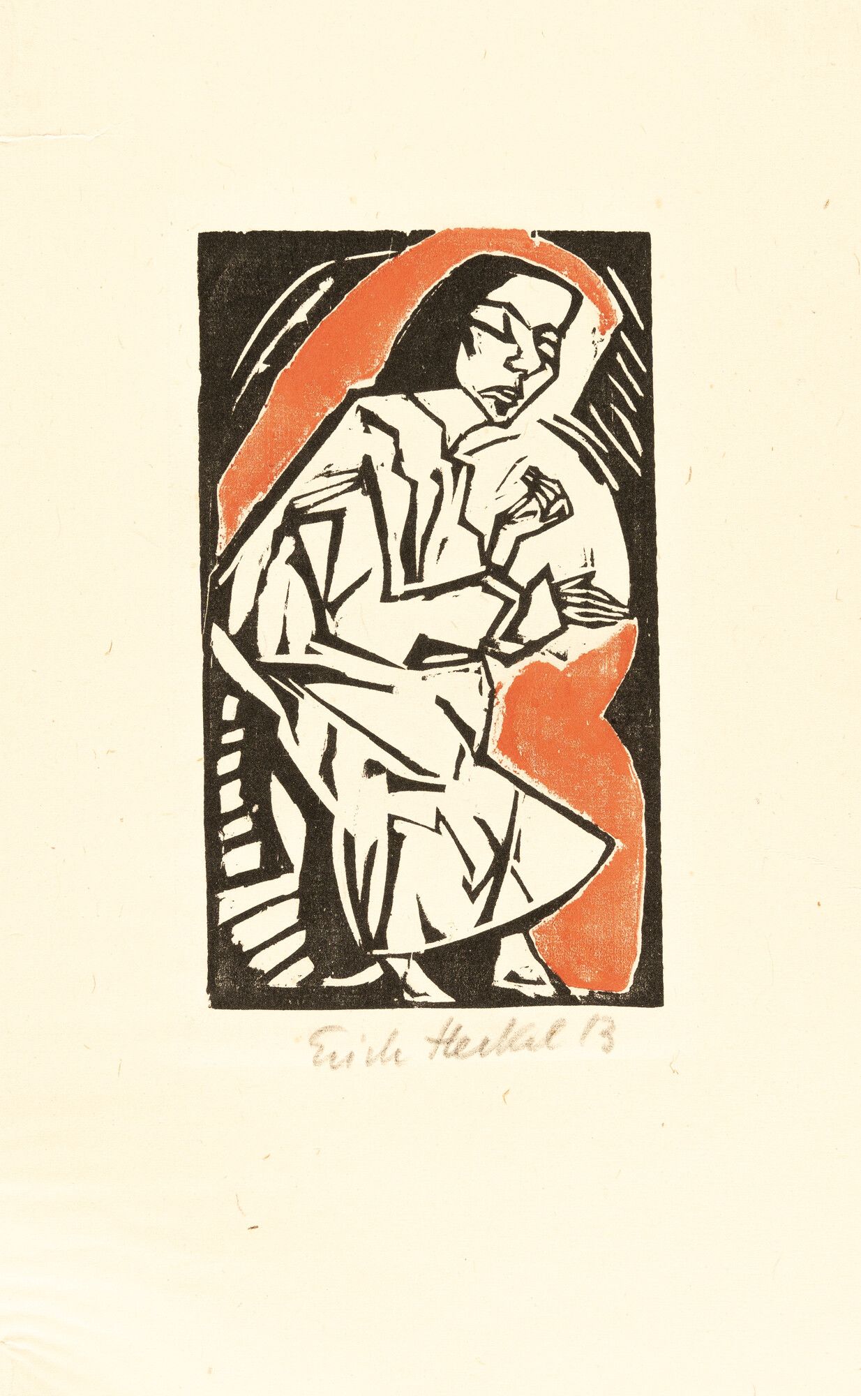 Erich Heckel Recumbent Figure (Signed Print) 1913