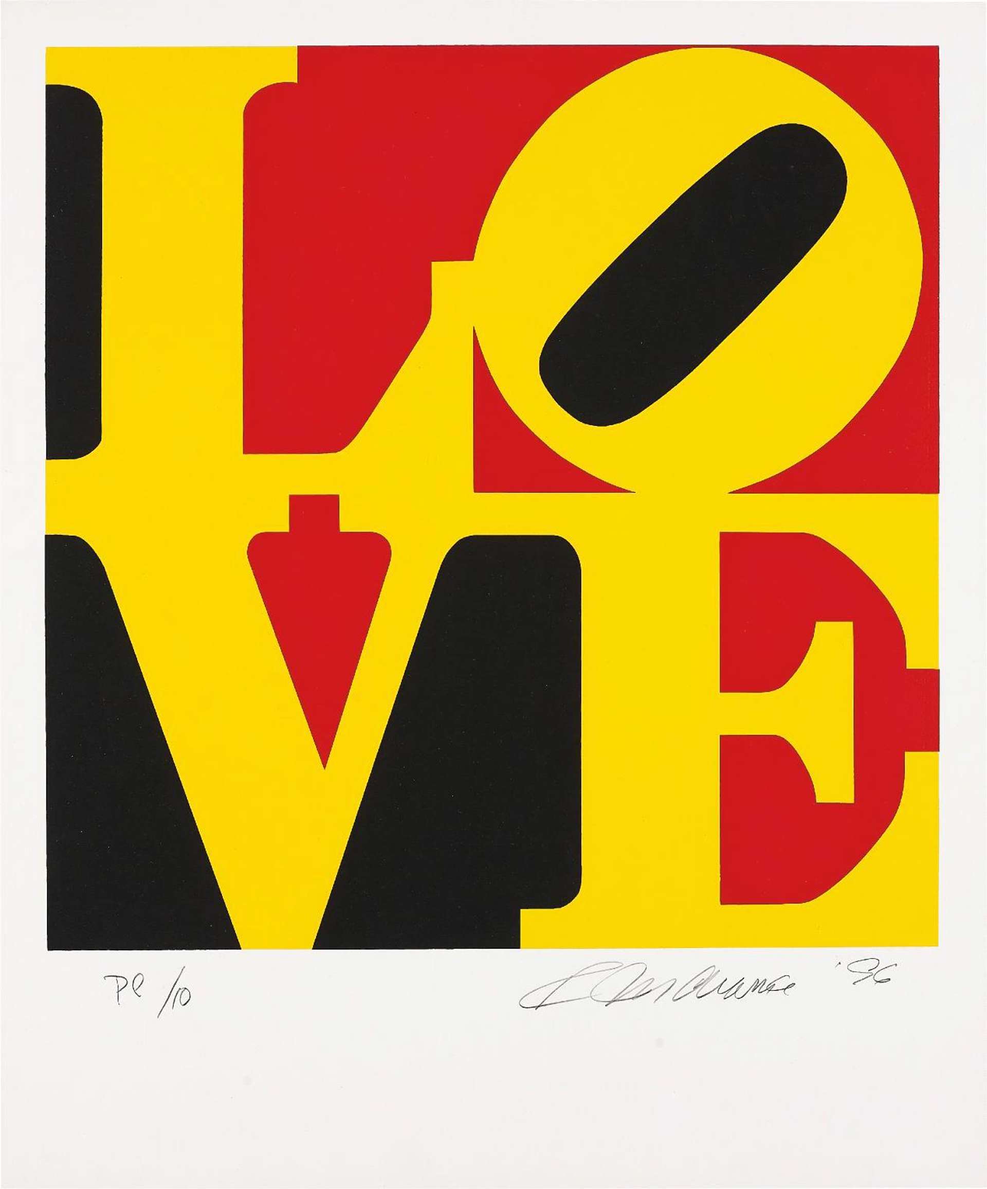 The Book Of Love (yellow, black and red) - Signed Print by Robert Indiana 1996 - MyArtBroker