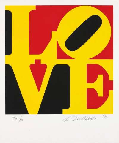 Robert Indiana: The Book Of Love (yellow, black and red) - Signed Print