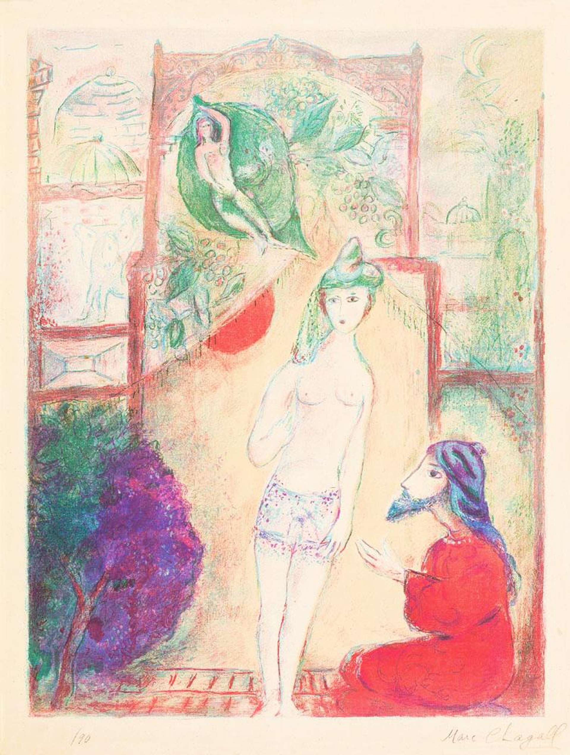 Plate 1 (Four Tales from The Arabian Nights) - Signed Print by Marc Chagall 1948 - MyArtBroker