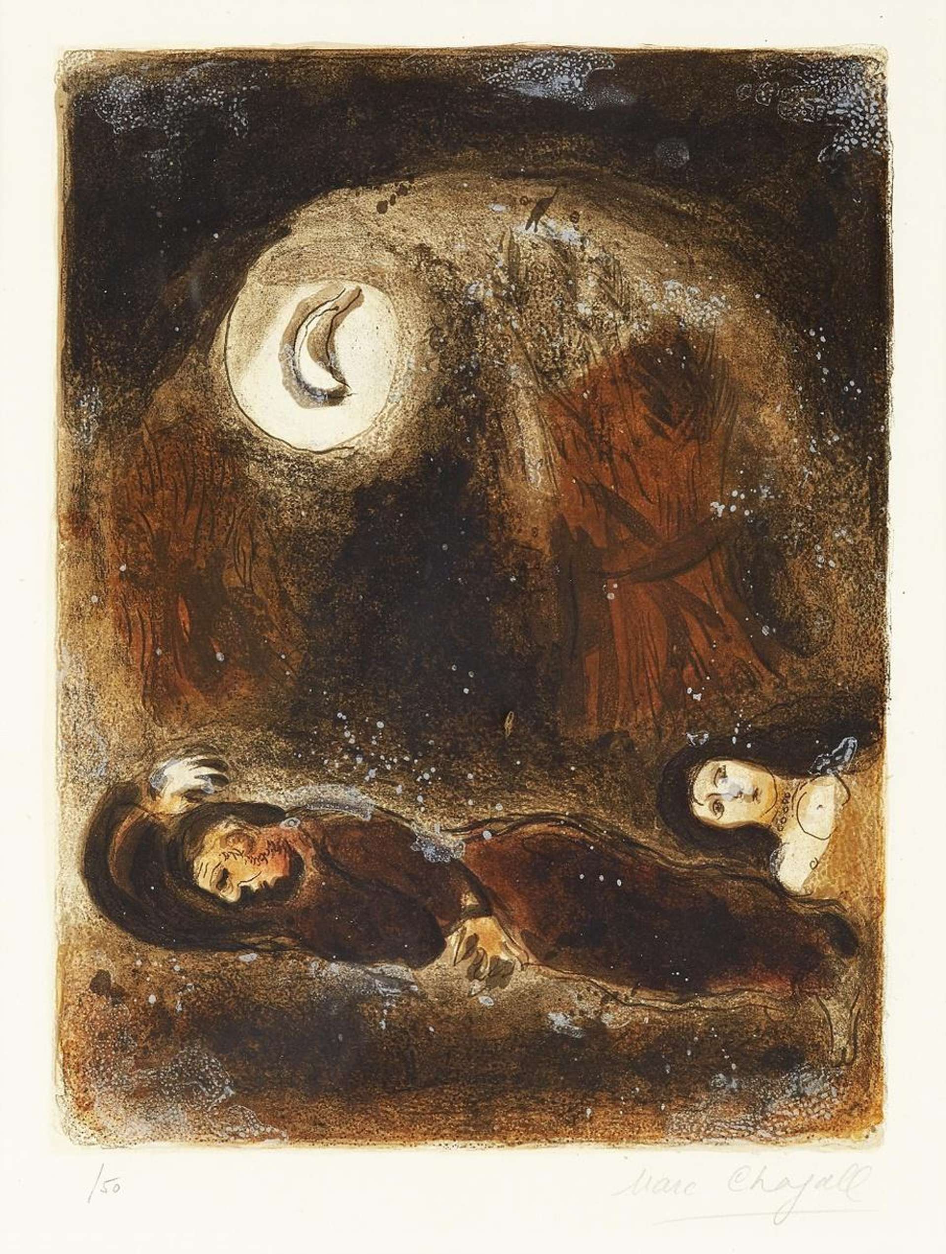 Marc Chagall: Ruth Aux Pieds De Booz - Signed Print