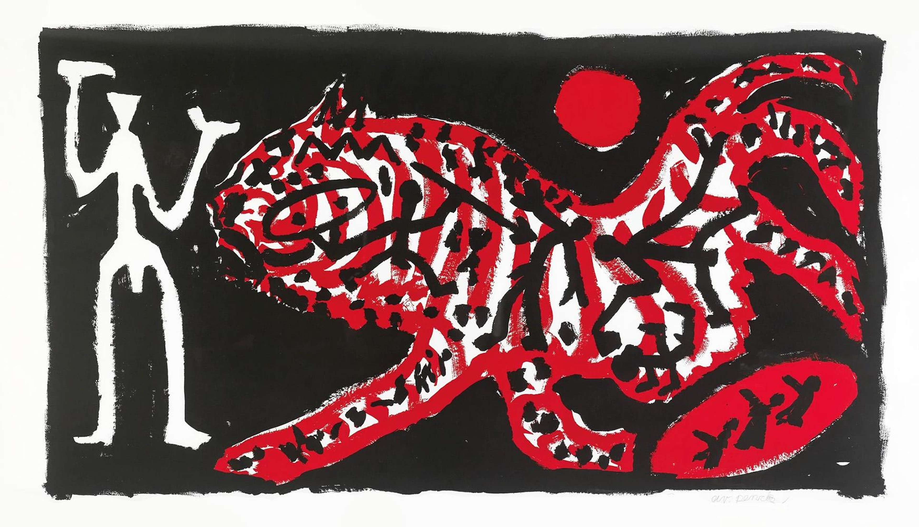 Tiger Und Jäger - Signed Print by A. R. Penck 1990 - MyArtBroker