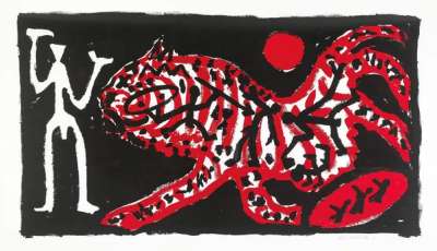 Tiger Und Jäger - Signed Print by A. R. Penck 1990 - MyArtBroker