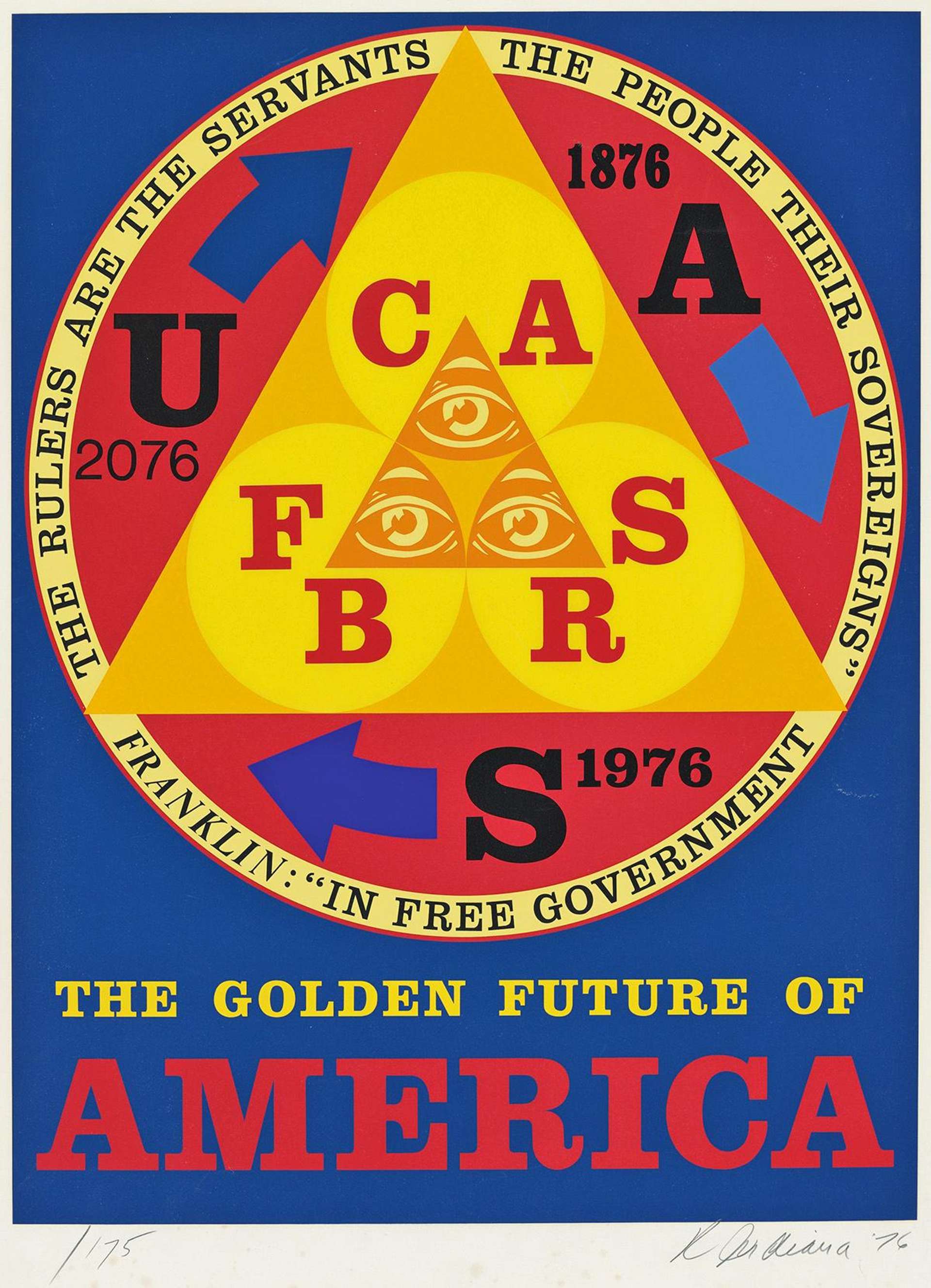 The Golden Future Of America - Signed Print by Robert Indiana 1975 - MyArtBroker