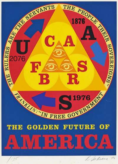 The Golden Future Of America - Signed Print by Robert Indiana 1975 - MyArtBroker