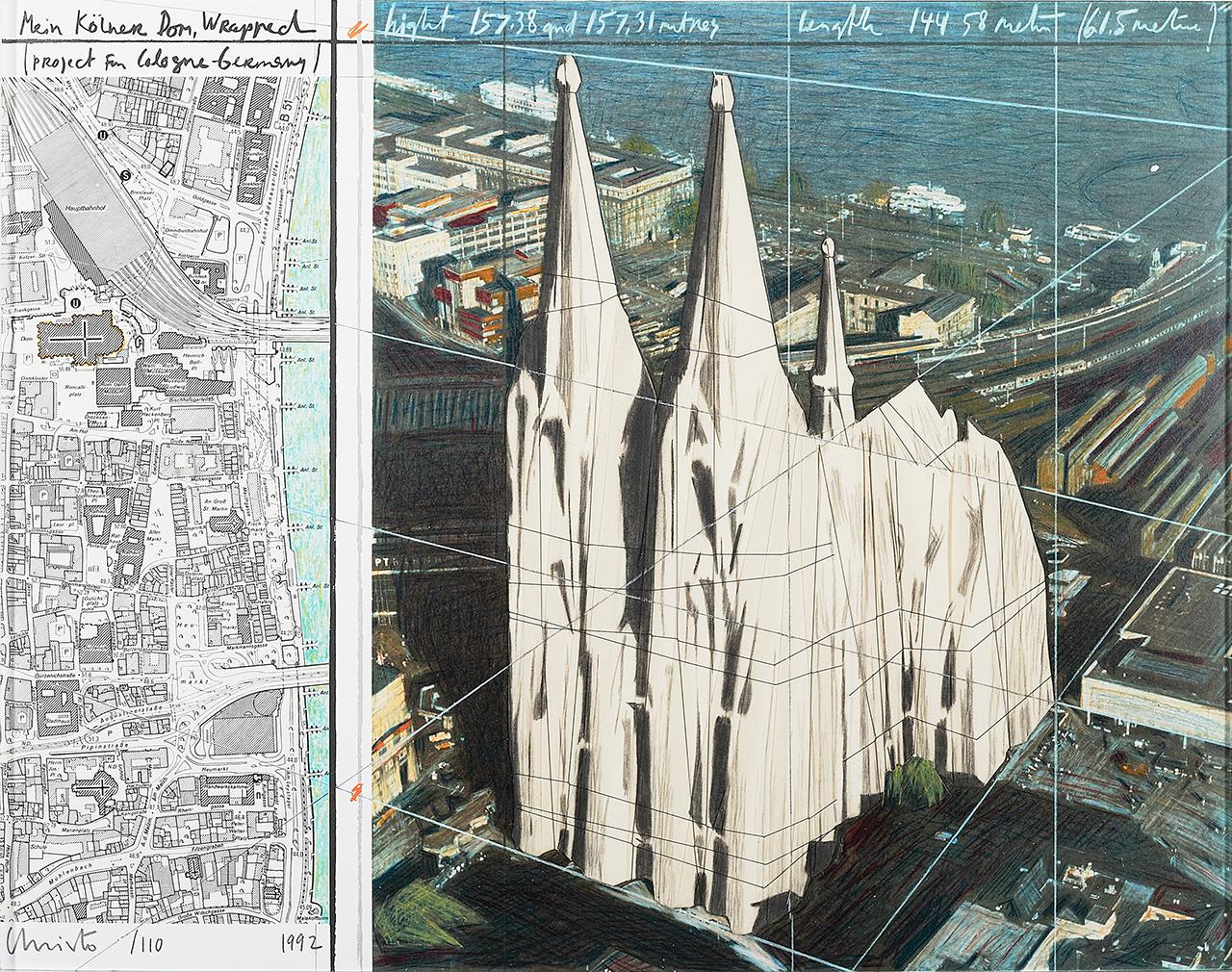 Christo My Cologne Cathedral, Wrapped (Signed Print) 1992