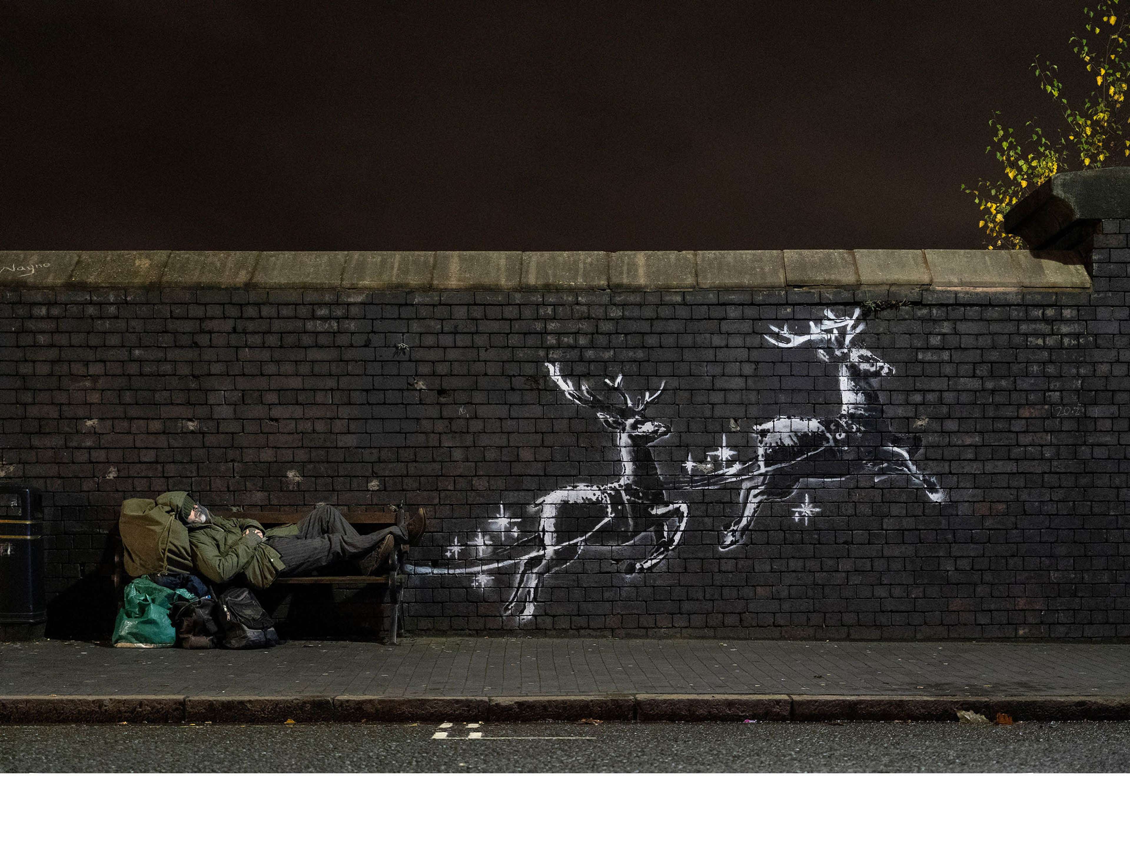Birmingham Reindeer Mural © Banksy 2019