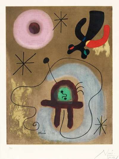 Joan Miró: Mauve De La Lune - Signed Print