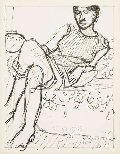 Seated Woman In A Striped Dress - Signed Print by Richard Diebenkorn 1965 - MyArtBroker