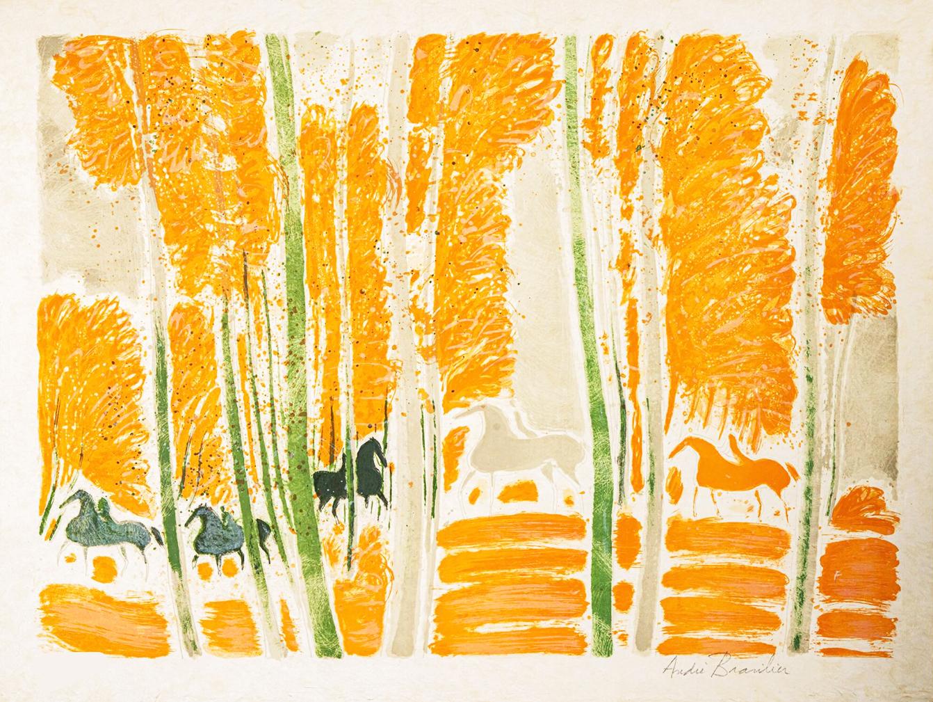Andre Brasilier Chevaux Et Rizieres (Signed Print) 1993