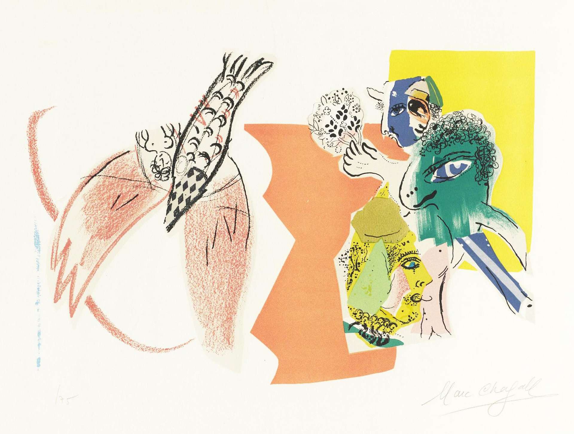 Marc Chagall: Composition Pour XXe Siècle - Signed Print