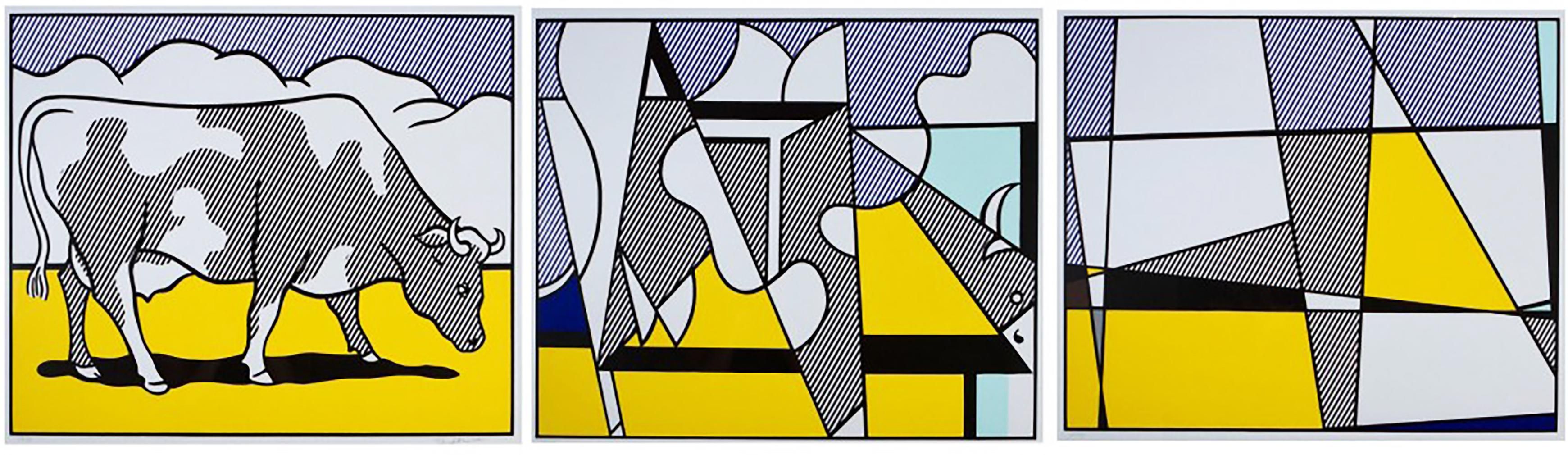 【額装済・希少アート】ロイリキテンスタイン Cow Going Abstract Roy Lichtenstein Cow Going Abstract (Signed Print) 1974